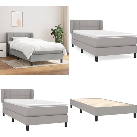 Boxspringbett mit Matratze Hellgrau 90x200 cm Stoff - Boxspringbett - Doppelbett - Bettenrahmen - Lattenrost - Matratze - Home & Living (1/5)