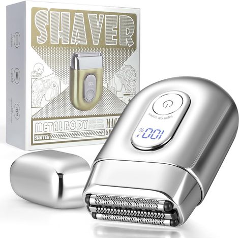 Mini Rasoir Électrique Hommes – Rasoir de Magnétique Voyage IPX6, Système Magnétique 2.0 Rechargeable USB, Tête Rotative 360° Ultra-Précise, Idéal Cadeau Homme(Argenté) (1/5)