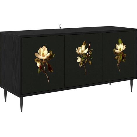 TV Cabinet BREMEN 102 x 33 x 51 cm Black Oak Engineered Wood vidaXL (1/5)