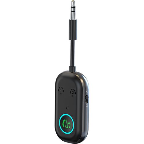 Adattatore trasmettitore Bluetooth 5.3, trasmettitore/ricevitore Bluetooth 2 in 1 supporta 2 cuffie, trasmettitore jack da 3,5 mm, per TV, telefono cellulare, sistema audio per auto, tablet PC