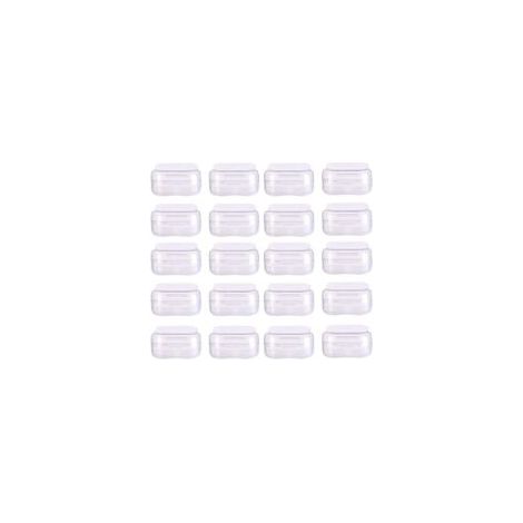 20 pcs de boîtes de rangement carrées en plastique transparent avec couvercles, pour les perles, les bouchons d'oreille et d'autres petits objets (3,5 x 3,5 cm)