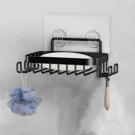 Soap Holder - Noname - Self-adhesive - Stainless Steel - 4 Hooks - Black (1/4)
