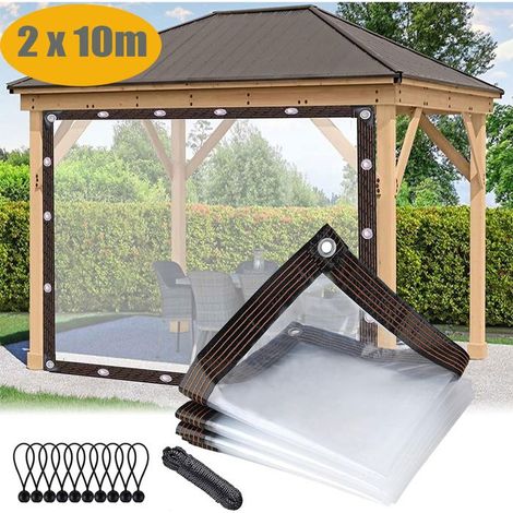 Bâche Imperméable Transparente avec œillet,2x10m Bâche de Protection Plantes,Imperméable à la Pluie,Résistant à la Poussière (1/4)