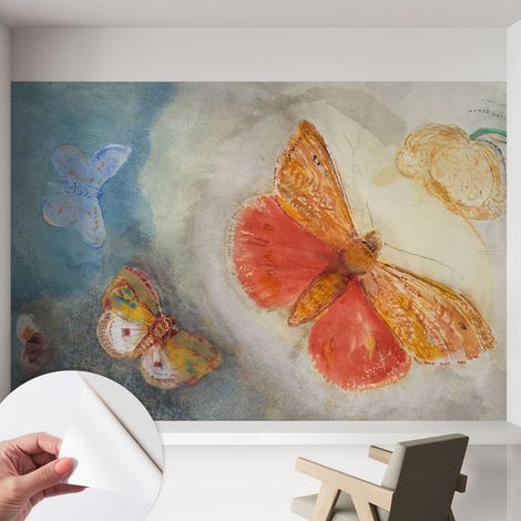 Papier peint adhésif décoratif pour chambre et salon Design moderne à poser facilement Papillons colorés 152x104 cm (1/5)
