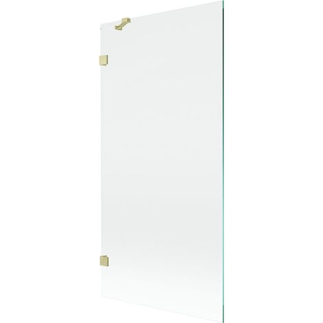 Mexen Lunar mampara de baño de 1 hoja 90 x 150 cm, transparente, dorado cepillado - 897-090-000-55-00 (1/5)