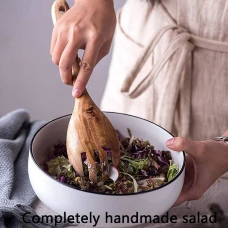2 pièces Couverts à Salade, Bois d'acacia, Design ergonomique, Ustensiles de service, Pour cuisine et repas (1/4)