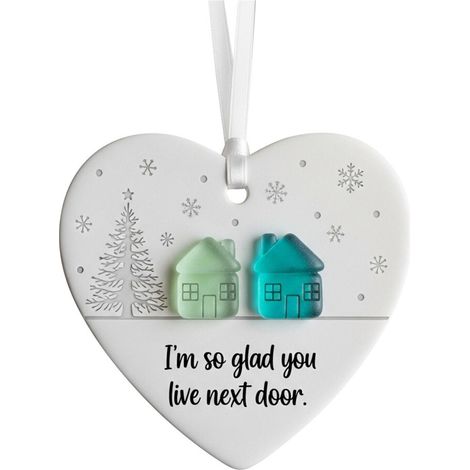 Herzförmiger Freundschaftsanhänger aus Treibglas, der an einen Baum oder eine Wand gehängt werden kann – perfekt als Geschenk für enge Freunde und auch für den Einsatz im Homeoffice geeignet.
