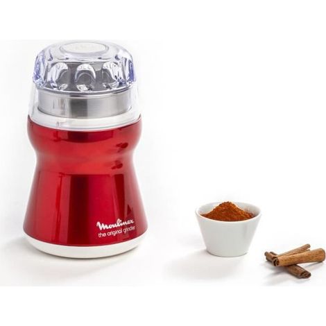 Moulin à café électrique Delhi - Rouge - MOULINEX - Puissance 180W - Réservoir à grains en inox brossé (1/5)