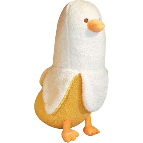 Jouet en peluche Canard Banane – mignon doudou, coussin, peluche canard, adapté aux garçons et filles, blanc, 50 cm (19,7 pouces) (1/5)