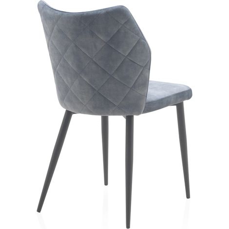 4er-Pack gepolsterte Stühle in Blau mit schwarzen Metallbeinen (1/5)