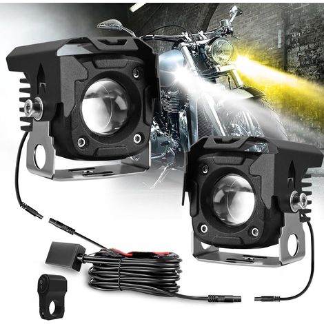 Feu auxiliaire moto, phare moto, 6 LED, 9-32V, 6 modes, étanche IP68, compatible avec motos, quatre roues, camions, tracteurs, voiturettes de golf, etc. (1/5)