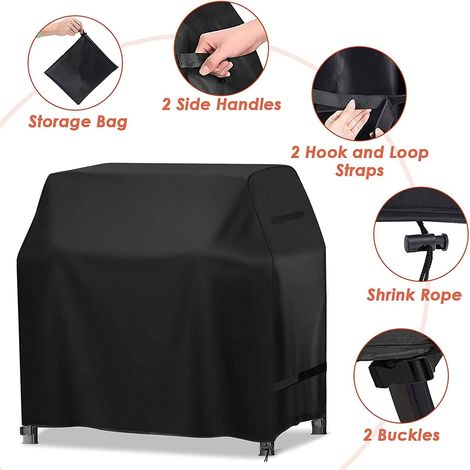 SVKBJROY Housse de Barbecue, Bâche Barbecue Gaz, Housse Protection Barbecue Exterieur 420D Tissu Oxford Étanche Protection Solaire, BBQ Couverture pour Weber, Char-Broil,Noir, (S:80x66x100cm) (1/5)