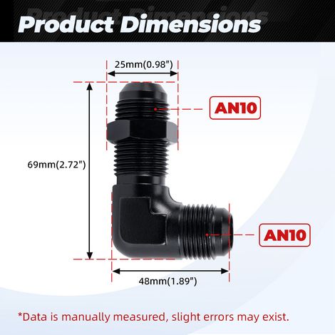 Automotive modification parts 0° 90° aluminum alloy male and female adapter for oil cooling - AN10-AN10-90° (1/4)