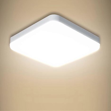 Plafonnier LED carré, 30 cm, pour salle de bain ou chambre, éclairage LED 6000K (1/4)