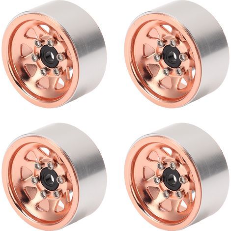 Zoll (25,4 mm) RC-Car-Radnaben für Crawler, 7 mm Sechskantende, silber, außen dreieckig, 9 Löcher, goldene Metallfelgen. (1/5)