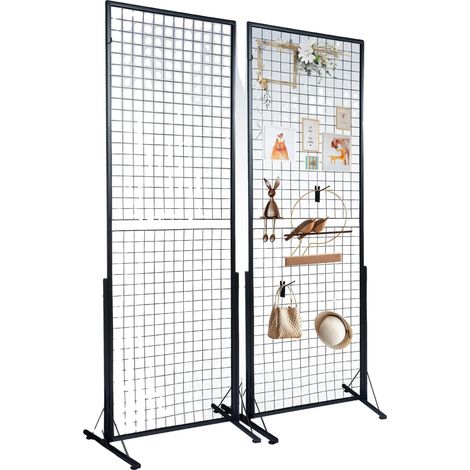 Torre de exhibición de rejilla para montaje en pared, 24" de ancho, 68" de alto, acero de alta resistencia, soporte fijo, tipo de pie. (1/5)