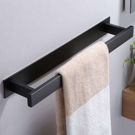Porte Serviette Salle de Bain, Auto-Adhésif Support Serviette 40cm Porte-Serviettes SUS 304 Acier Inoxydable, Noir (1/5)