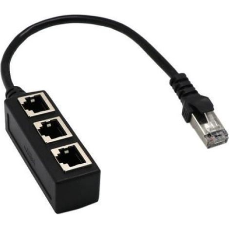 Câble répartiteur RJ45 - - 3 voies - Noir - Cordon de raccordement (1/4)