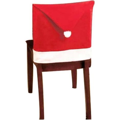 10PCS Père Noël président Chapeau Housses de Chaises Dîner de Noël Décor de Noël Ensembles Cap WSM610190861904 rouge (1/4)