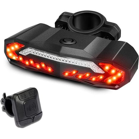 Rechargeable Smart Bike Rear Light, Remote Control Anti-theft Bike Alarm Horn with Turn Signals Brake Auto Tail Light On/Off Waterproof (1/5)