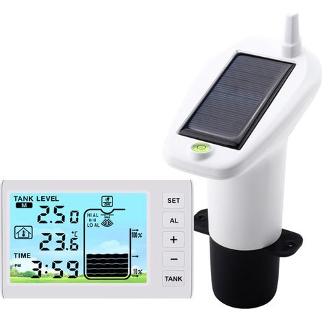 TS-FT003 Wireless Ultrasonic Water Level Sensor, Solar Powered, IP65 Waterproof, High/Low Alarm, White (1/3)