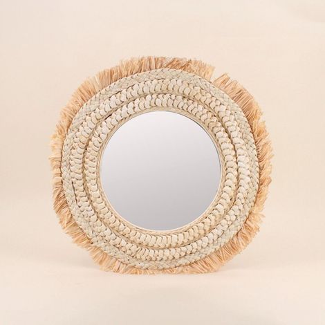 Miroir rond en raphia 50cm