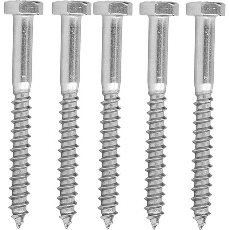 25 vis à bois autoforeuses inox A2-70 DIN571 à demi-filet têtesexagonale M6x60 mm pour charpente et menuiserie (1/5)