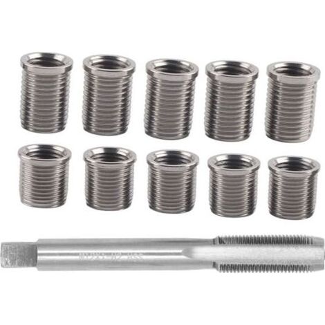 Outil de réparation de filetage de bougie d'allumage – Kit avec 10 tuyaux M10x1.0 et 1 taraud M12x1.0 – Acier inoxydable et rapide (1/5)