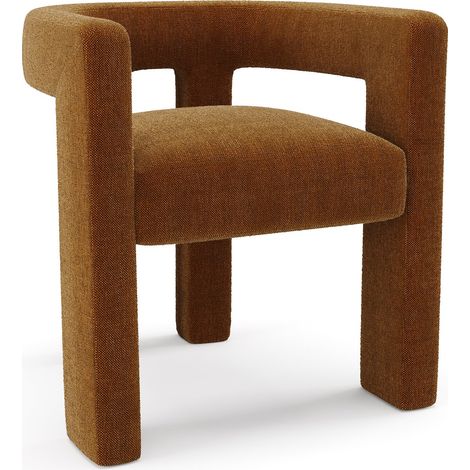 Fauteuil de salle à manger en tissu tramé terracotta CELIA (1/5)