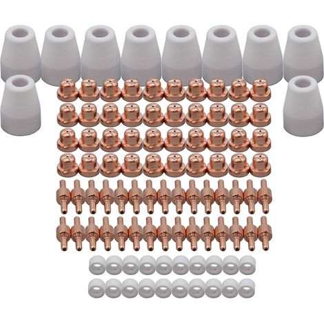 100 pièces Consommables Standard pour Torche Plasma PT 31 LG 40 Buse Électrode Écran Céramique pour Découpeurs Cut 40, Cut 50 et CT 312 (1/4)