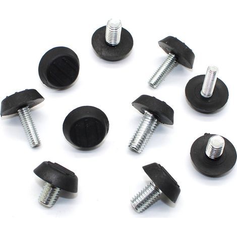 Lot de 10 pieds de meuble réglables M6 x 22 mm Filetage de table Vis sur pieds de nivellement Douille de 21 mm