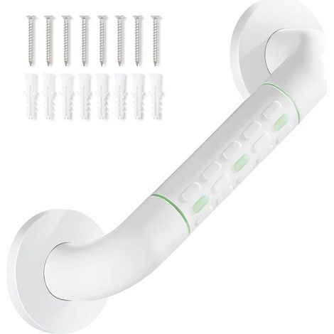 Haltegriff für Toilette, Haltegriff für Badezimmer mit rutschfestem Edelstahlgriff, Duschhaltegriff mit Leuchtringen – mit Abdeckflansch, 30 cm, modular (1/4)