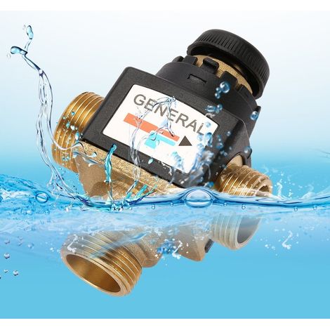 Vanne de mélange thermostatique en laiton DN20 à 3 voies avec filetage mâle, idéale pour chauffe-eau solaire et système sanitaire, durable (1/5)