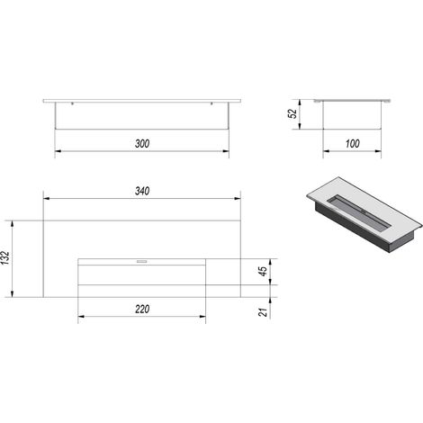 Bruciatore a Bioetanolo per Camini 0,5L 30x10 cm Flig Burner Medium (1/5)