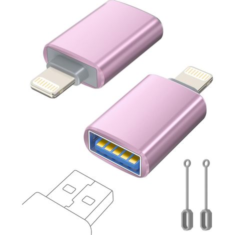 Adaptateur Lightning vers USB, Câble Lightning Mâle vers USB Femelle pour iPhone 14 13 12 11 Pro Max, Adaptateur OTG iPhone pour avec Clé USB, Souris, Clavier, Concentrateur, Appareil Photo (1/5)