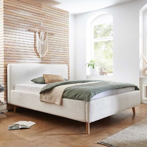 Lit double Dalila 180x200cm tissu teddy avec espace de rangement (1/4)