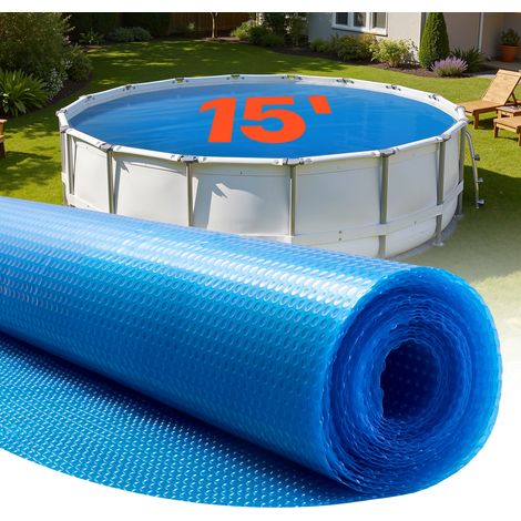 VEVOR Bache Solaire Piscine Ronde 4,57 m Couverture Solaire Piscine Bache a Bulles 0,3 mm en Polyethylene PE Absorption de Chaleur Jour et Retention Chaleur Nuit pour Piscines Hors Sol Creusees, Bleu (1/5)