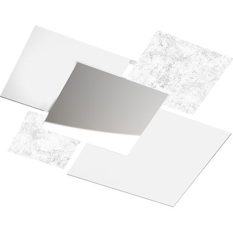 Plafonnier moderne 1088/70-FA Verre Blanc et Feuille d'Argent 4xE27
