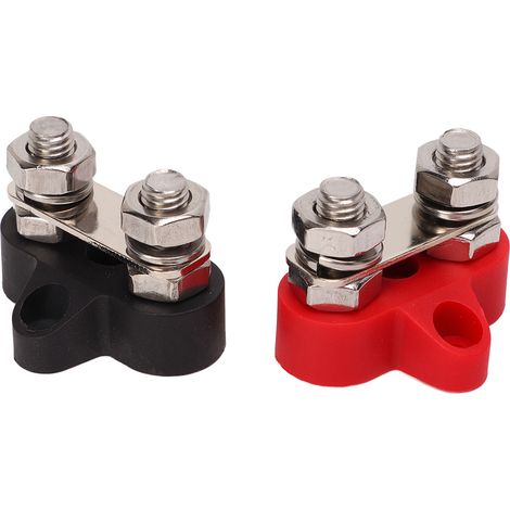 Lot de 2 bornes d'alimentation 48V acier inoxydable barre de connexion pour véhicule utilitaire camping-car bateau 5/16po (1/5)