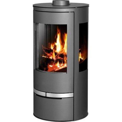 Stufa a Legna Orion Vision – 7 kW – Classe Energetica A – Design Curvo a 3 Vetrate – Rivestimento in Acciaio – Uscita Fumi Ø150 mm (1/2)