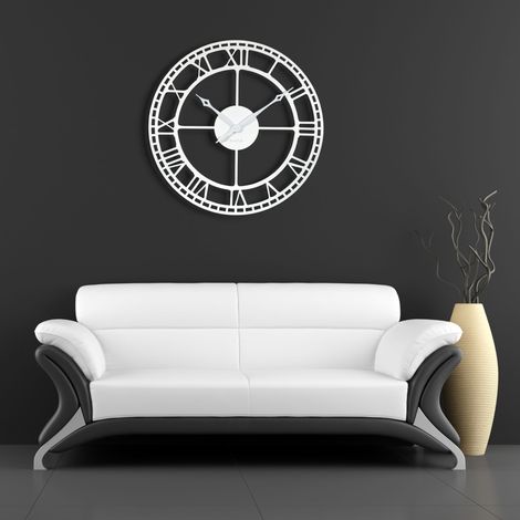 Grande orologio da parete in metallo bianco 80cm (1/5)