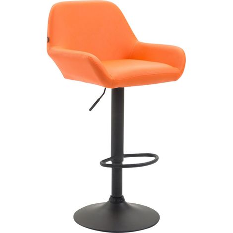 Sgabello da bar poltrona lounge alta in sintetico arancione gambe in metallo nero opaco 100000820