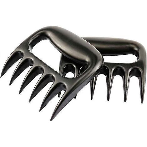1 paire de griffes à viande, manche résistant à la chaleur, motif empreintes d'ours pour porc effiloché, barbecue, noir (1/5)