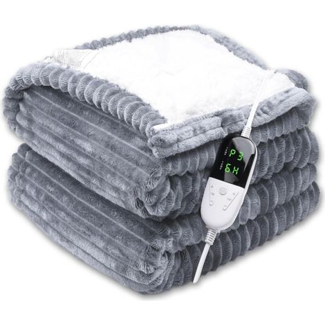 Coperta riscaldante 180x135 cm con 6 livelli di calore digitali, timer da 1 a 10 ore, spegnimento automatico e protezione contro il surriscaldamento, morbida flanella lavabile in lavatrice. (1/4)
