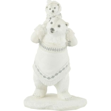 Statuette Déco "Ours Polaire Ourson" 31cm Blanc
