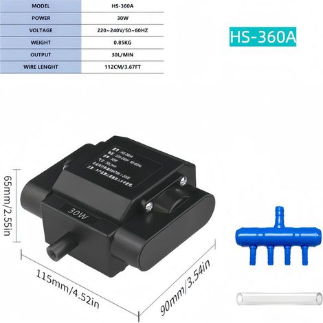 Pompe à air pour aquarium et bassin – Pompe électromagnétique silencieuse haute puissance pour oxygénation intense, idéale pour élevage piscicole et aquarium domestique (1/5)