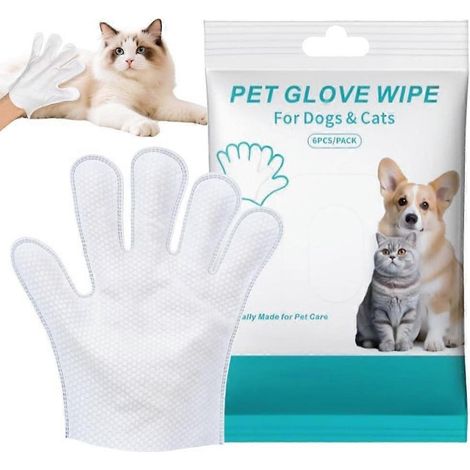 24 lingettes nettoyantes pour animaux de compagnie, gants de bain hypoallergéniques et désodorisants pour chats et chiens ( ) (1/4)