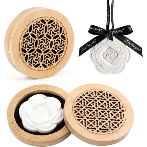 Difusor de aceites esenciales de madera, 2 piezas, difusor de fragancias con piedra (1/5)