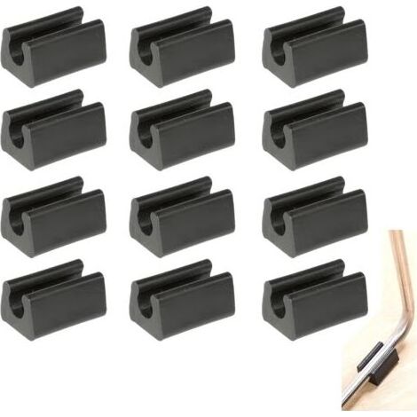 12pcs Patin Pied Chaise Tube Embout Tampon Capuchon Bouchon Protection Plancher Meuble Forme U en Plastique Chaise Casquettes,Chaise Jambe Caps Silicone Tube Pince (79mm,Schwarz) (1/5)