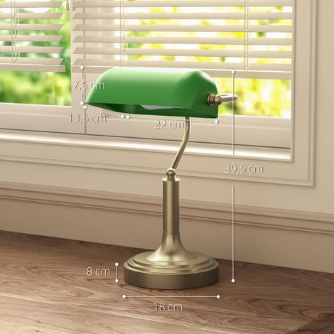 Lampe de bureau E27 de style banquier avec abat-jour réglable et interrupteur à bascule pour la maison, le bureau ou la bibliothèque - Verte (1/5)